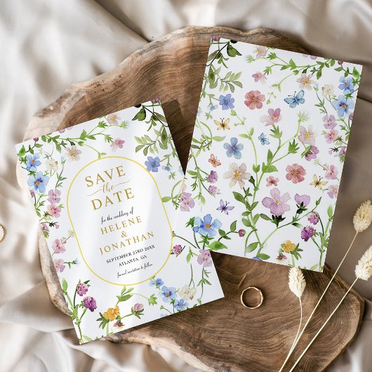 Save The Date Mariage Fleur sauvage moderne Elegant