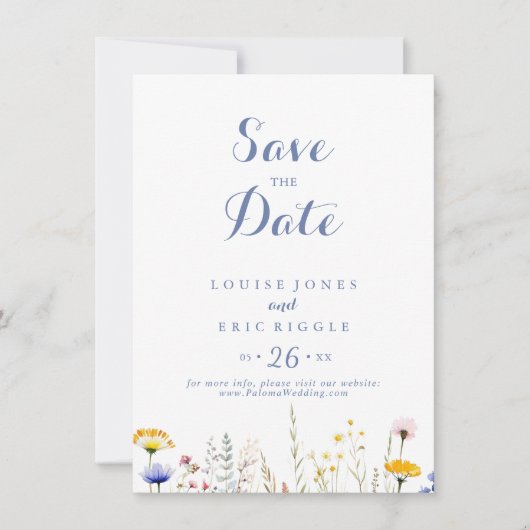 Save The Date Mariage Fleur sauvage multicouleur moderne (Devant)