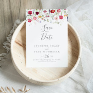 Save The Date Mariage Fleur sauvage multicouleur simple