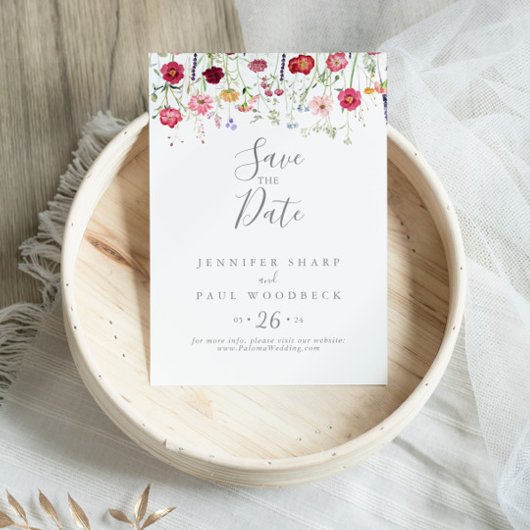 Save The Date Mariage Fleur sauvage multicouleur simple