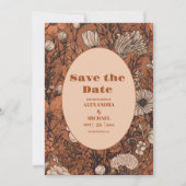 Save The Date Mariage Fleur sauvage orange brûlé (Devant)
