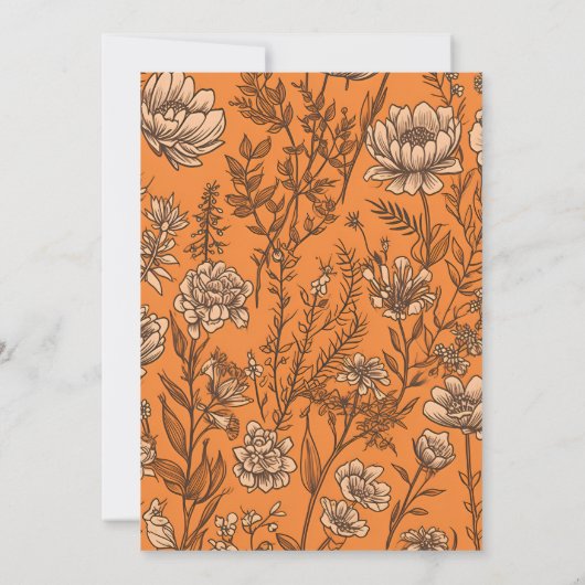 Save The Date Mariage Fleur sauvage orange brûlé (Dos)