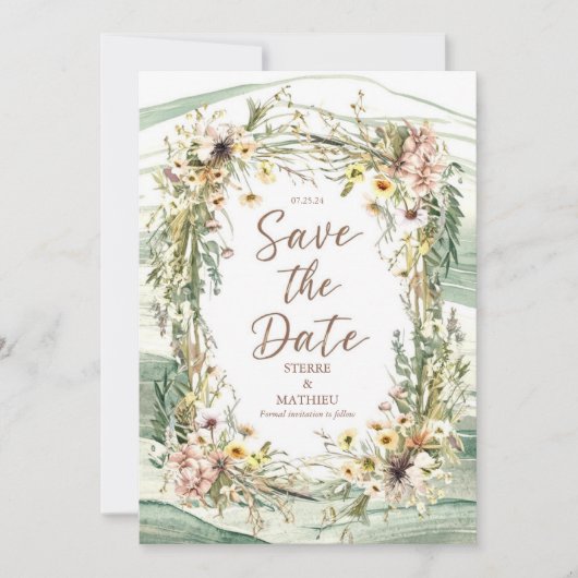 Save The Date Mariage Fleur sauvage Pastel Joyful (Devant)