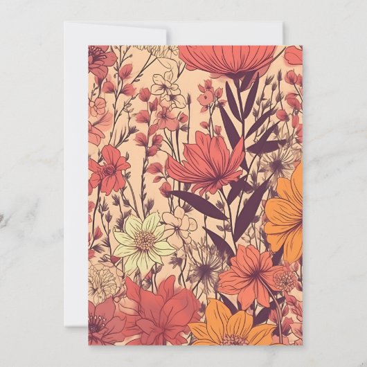 Save The Date Mariage Fleur sauvage rose jaune orange (Dos)