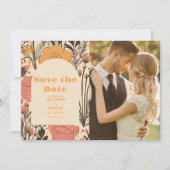 Save The Date Mariage Fleur sauvage rose jaune rose (Devant)