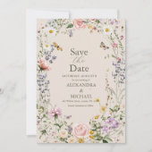 Save The Date Mariage fleur sauvage Rustic Pays (Devant)