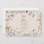Save The Date Mariage fleur sauvage Rustic Pays (Devant)
