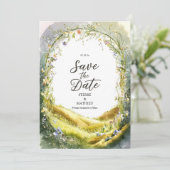 Save The Date Mariage Fleur sauvage rustique joyeux (Debout devant)