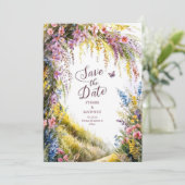 Save The Date Mariage Fleur sauvage rustique moderne (Debout devant)