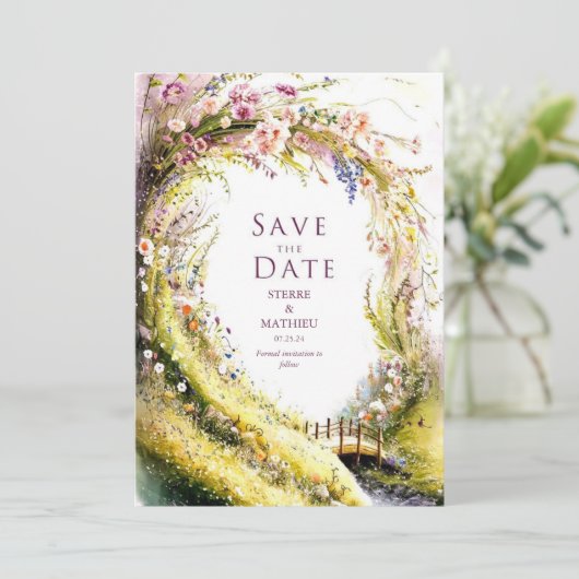 Save The Date Mariage Fleur sauvage simple Bloom (Debout devant)