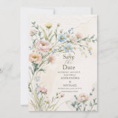 Save The Date Mariage Fleur sauvage Whimsical Pastel (Devant)