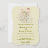 Save The Date Mariage fleuri fleur sauvage simple or (Devant)