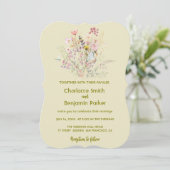 Save The Date Mariage fleuri fleur sauvage simple or (Debout devant)