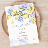 Save The Date Mariage fleuri violet citrons