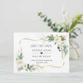 Save The Date Mariage Fleurie Blanche et Verdure Aérée à l'Aquar (Debout devant)