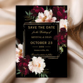Save The Date Mariage Fleurie Noir et Burgundy Blush Sombre
