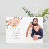 Save The Date Mariage Fleurie Rose Pâle et Or à l'Aquarelle (Debout devant)