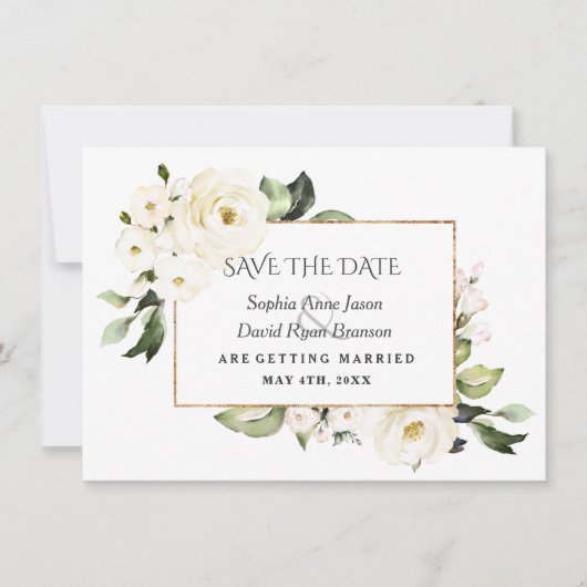 Save The Date Mariage Fleurir Pivoines Roses Blanches (Devant)