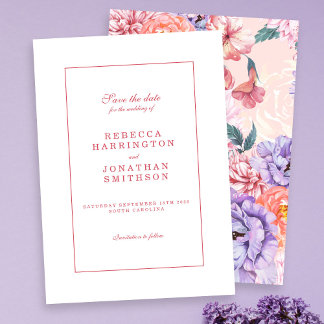 Save The Date Mariage Fleuris Aquarelle Vintage Rose Pêche