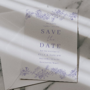 Save The Date Mariage Fleuris Chinoiserie Lilas Vintage