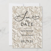 Save The Date Mariage Fleuris Crème Embossés Faux (Devant)