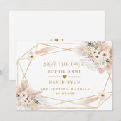 Save The Date Mariage Fleurs Blanches du Désert Herbe des Pampas (Devant / Derrière)