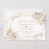 Save The Date Mariage Fleurs Blanches du Désert Herbe des Pampas (Devant)