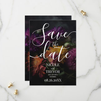 Save The Date Mariage Fleurs Colorées Sombres Personnalisées