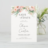 Save The Date Mariage Fleurs de Blush à l'aquarelle (Debout devant)
