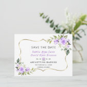 Save The Date Mariage Fleurs de Lavande Cadre Doré (Debout devant)