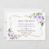 Save The Date Mariage Fleurs de Lavande Cadre Doré (Devant)