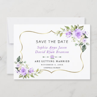 Save The Date Mariage Fleurs de Lavande Cadre Doré