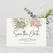 Save The Date Mariage Fleurs de Pampa Bohème Rose Brun Vert S (Debout devant)