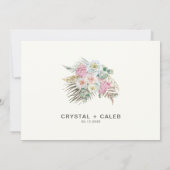 Save The Date Mariage Fleurs de Pampa Bohème Rose Brun Vert S (Dos)