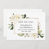 Save The Date Mariage Fleurs de Pivoines Blanches (Devant / Derrière)