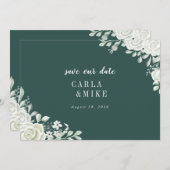 Save The Date Mariage Fleurs de Vert (Devant / Derrière)