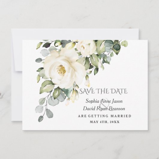 Save The Date Mariage Fleurs de Watercolor Charm Bloom (Devant)