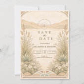 Save The Date Mariage Fleurs Désertiques Douces Neutres (Devant)
