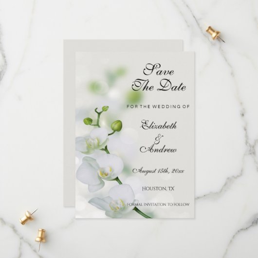 Save The Date Mariage Fleurs d'Orchidée (Devant/Arrière en situation)