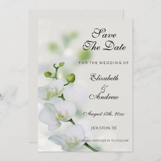 Save The Date Mariage Fleurs d'Orchidée (Devant / Derrière)