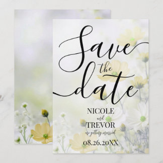 Save The Date Mariage Fleurs Jaunes Délicates Personnalisées