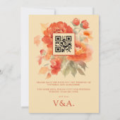 Save The Date Mariage Fleurs Orange Brûlé Automne (Dos)