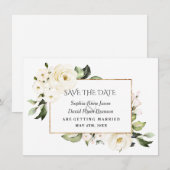 Save The Date Mariage Fleurs Pivoines Roses Blanches (Devant / Derrière)