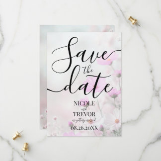 Save The Date Mariage Fleurs Roses Simples Personnalisé