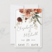 Save The Date Mariage Fleurs Terracotta Rustique (Devant)