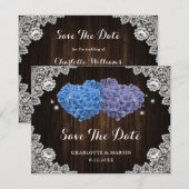 Save The Date Mariage Fleurs Violettes et Bleues (Devant / Derrière)