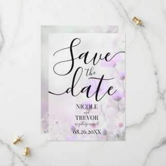 Save The Date Mariage Fleurs Violettes Simples Personnalisées