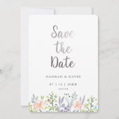 Save The Date Mariage floral à l'aquarelle rose vif Enregistrer (Devant)
