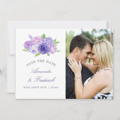 Save The Date Mariage floral à thème ultra violet Enregistrer la (Devant)