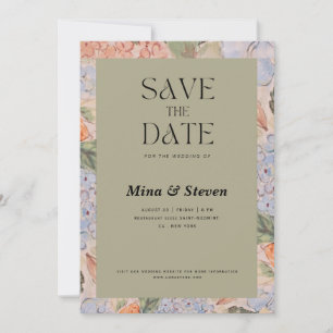 Save The Date Mariage floral aquarelle orange rustique